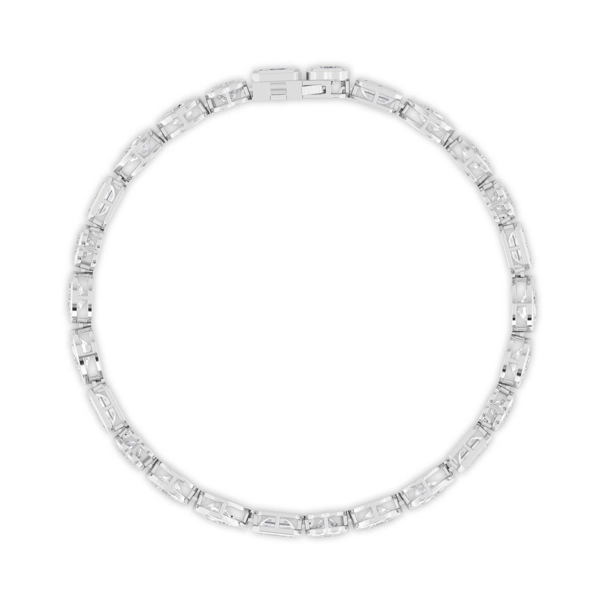 Jacinta mixed shape bezel tennis lab grown diamond bracelet in white gold - view 3