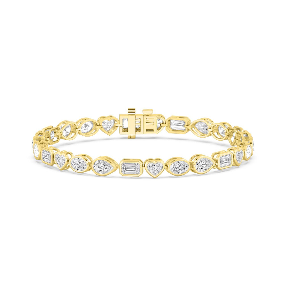 Jacinta mixed shape bezel tennis lab grown diamond bracelet in yellow gold - view 1