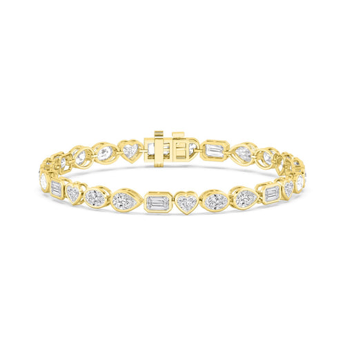 Jacinta mixed shape bezel tennis lab grown diamond bracelet in yellow gold - view 1
