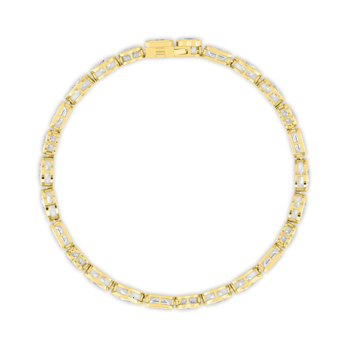 Jacinta mixed shape bezel tennis lab grown diamond bracelet in yellow gold - view 3