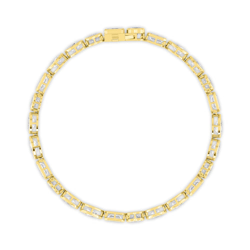 Jacinta mixed shape bezel tennis lab grown diamond bracelet in yellow gold - view 3