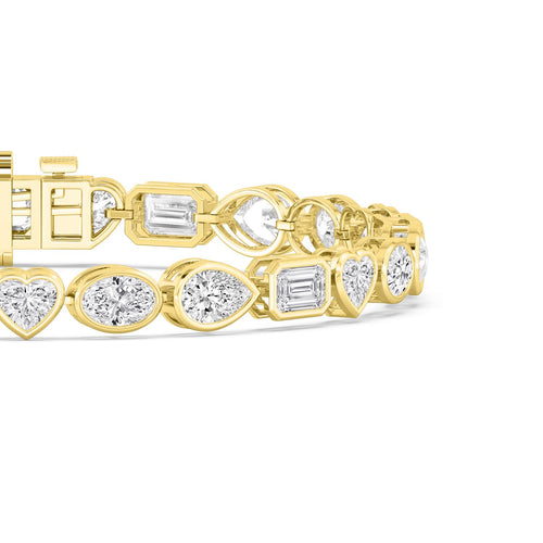 Jacinta mixed shape bezel tennis lab grown diamond bracelet in yellow gold - view 4