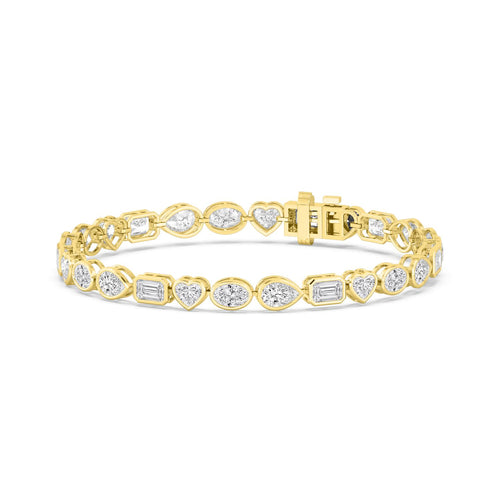 Jacinta mixed shape bezel tennis lab grown diamond bracelet in yellow gold - view 5