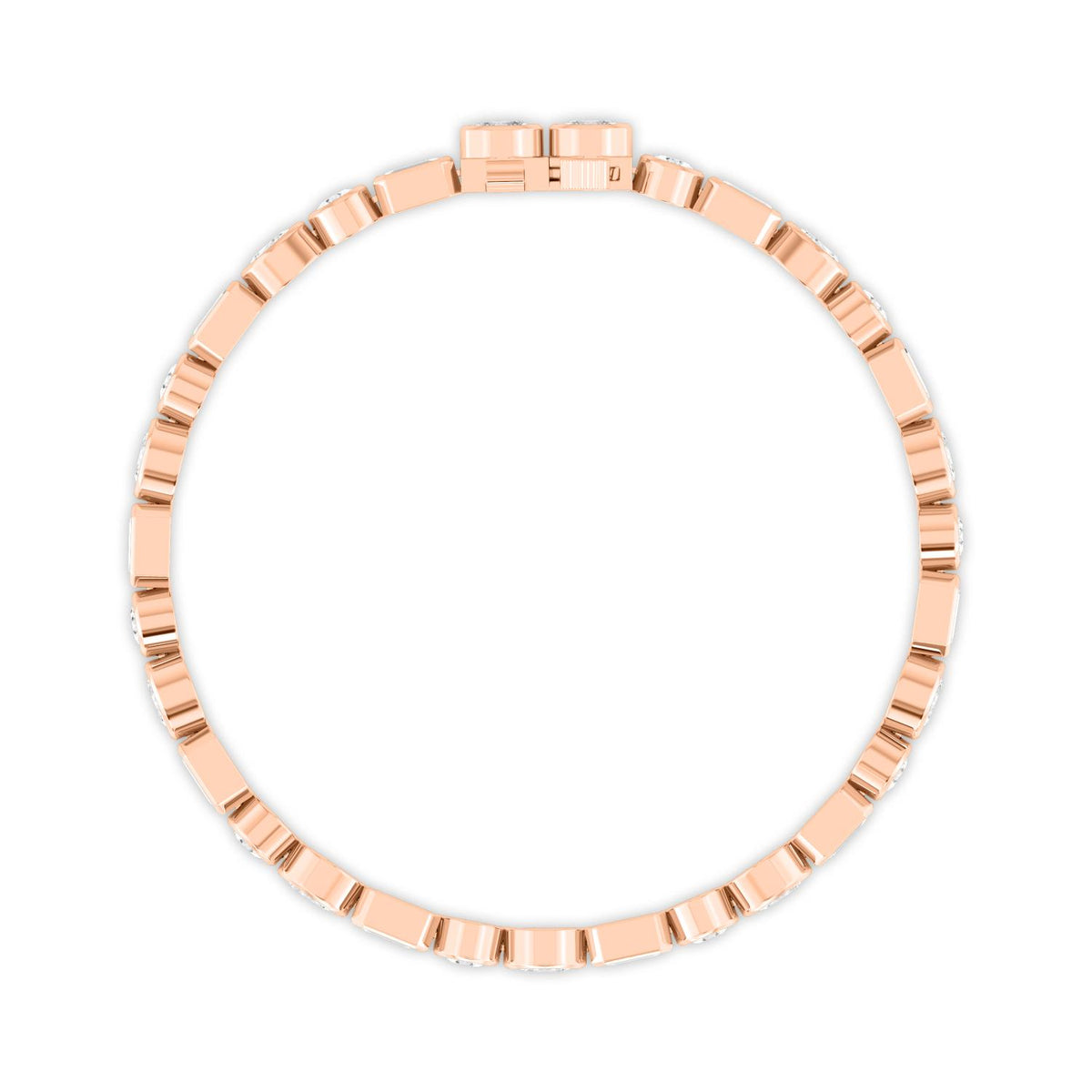 Jade mixed bezel line lab grown diamond bracelet in rose gold - view 3
