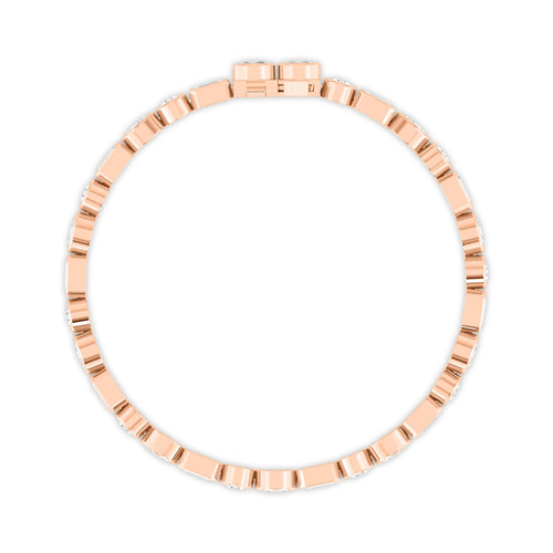 Jade mixed bezel line lab grown diamond bracelet in rose gold - view 3