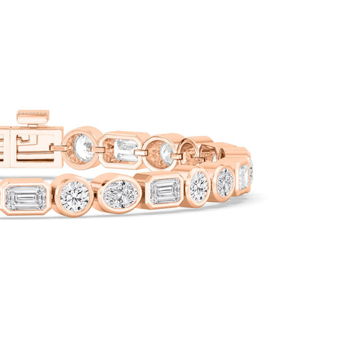 Jade mixed bezel line lab grown diamond bracelet in rose gold - view 4