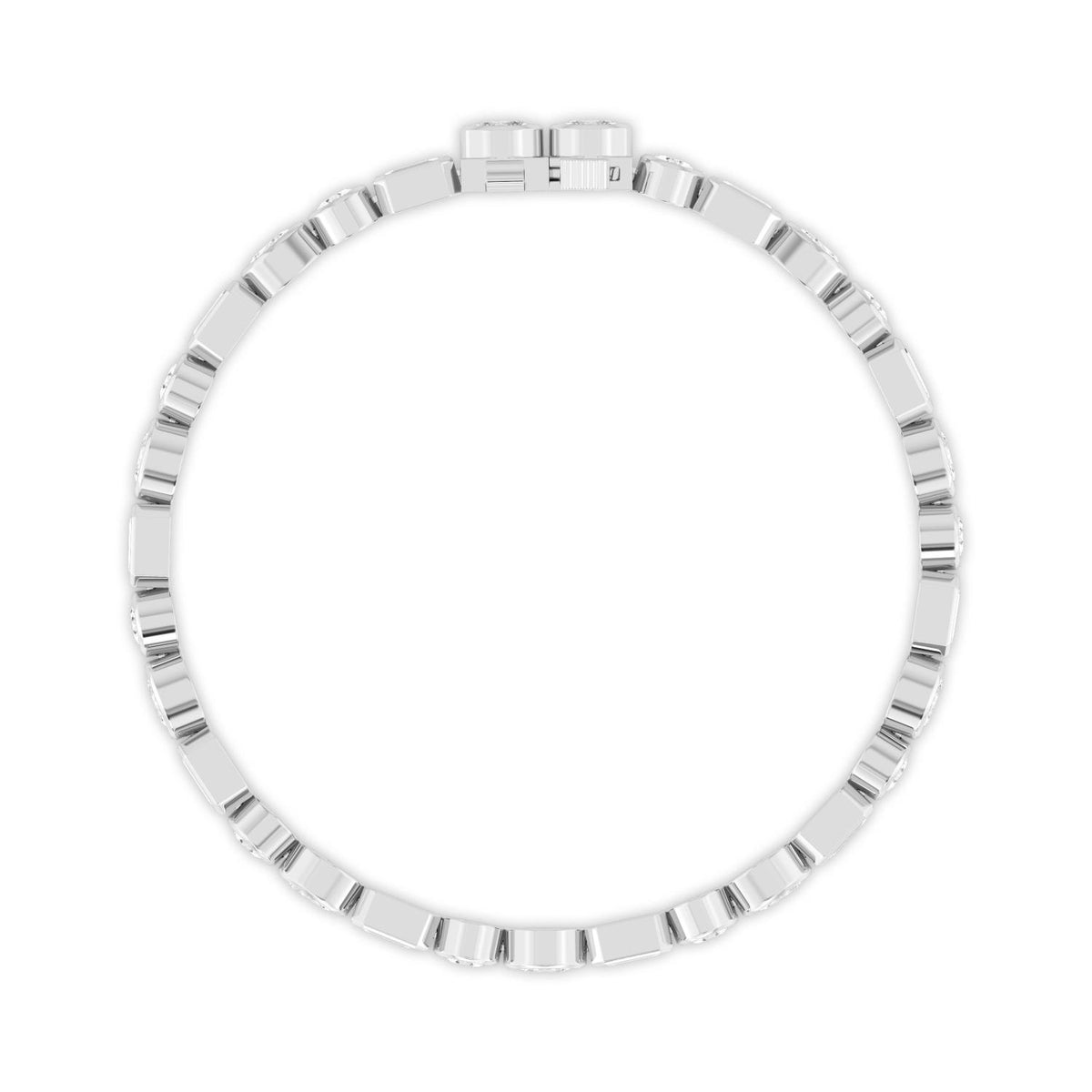 Jade mixed bezel line lab grown diamond bracelet in white gold - view 3
