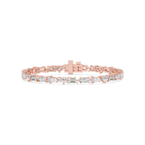 Jessamine mixed shape diamond line lab grown diamond bracelet in rose gold - view 1