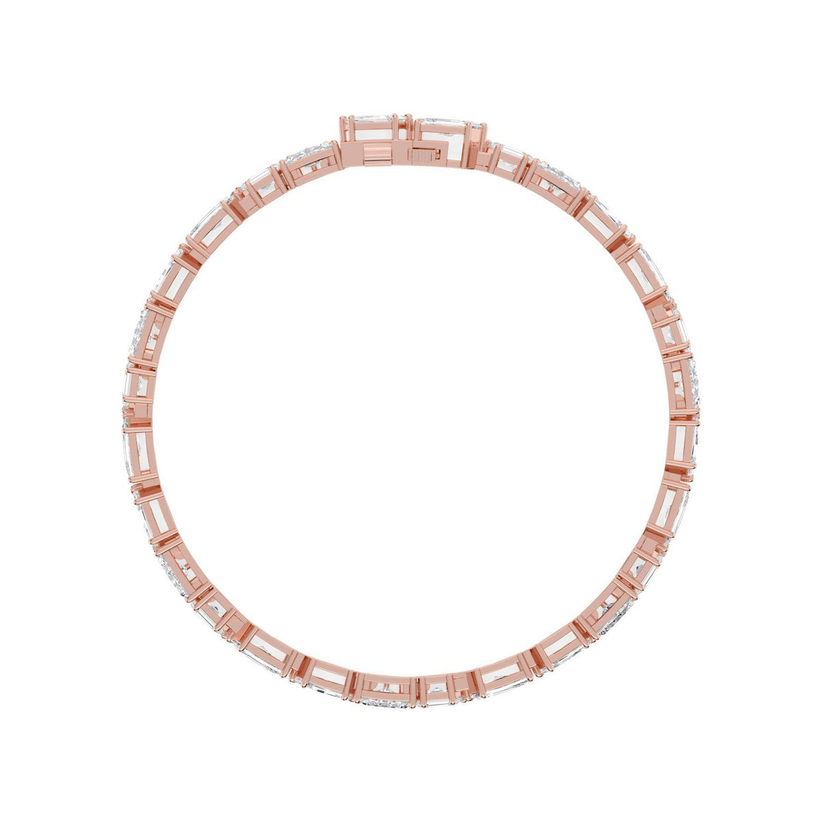 Jessamine mixed shape diamond line lab grown diamond bracelet in rose gold - view 4
