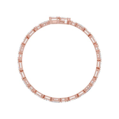 Jessamine mixed shape diamond line lab grown diamond bracelet in rose gold - view 4