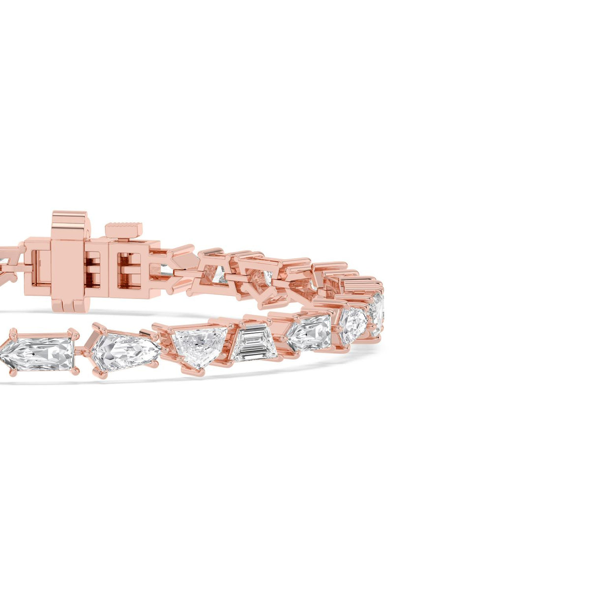 Jessamine mixed shape diamond line lab grown diamond bracelet in rose gold - view 5