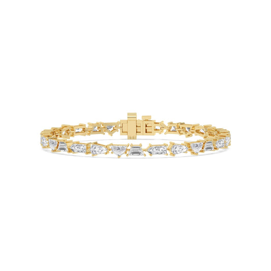 Jessamine mixed shape diamond line lab grown diamond bracelet in yellow gold - view 1