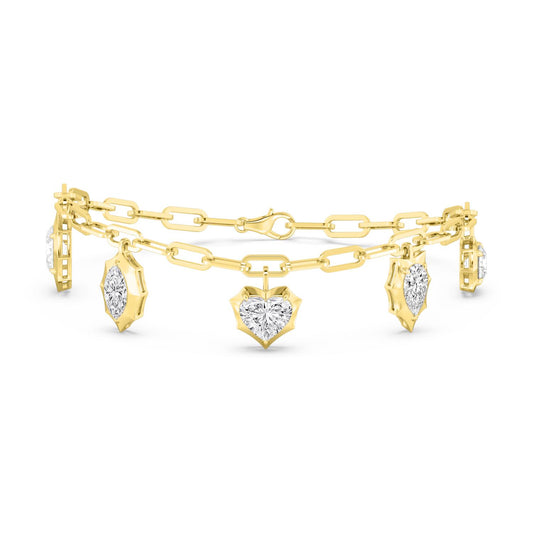 Josephine heart drop paperclip lab grown diamond bracelet in yellow gold - view 1