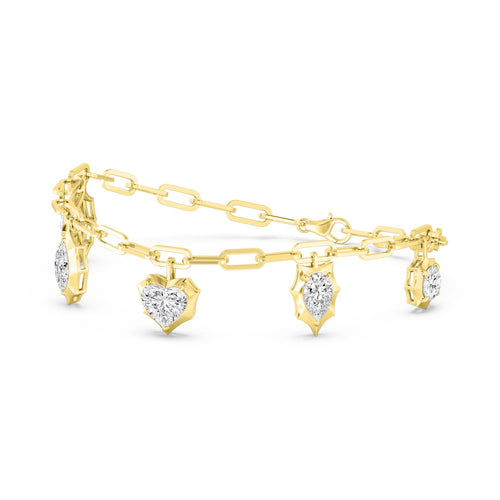 Josephine heart drop paperclip lab grown diamond bracelet in yellow gold - view 5