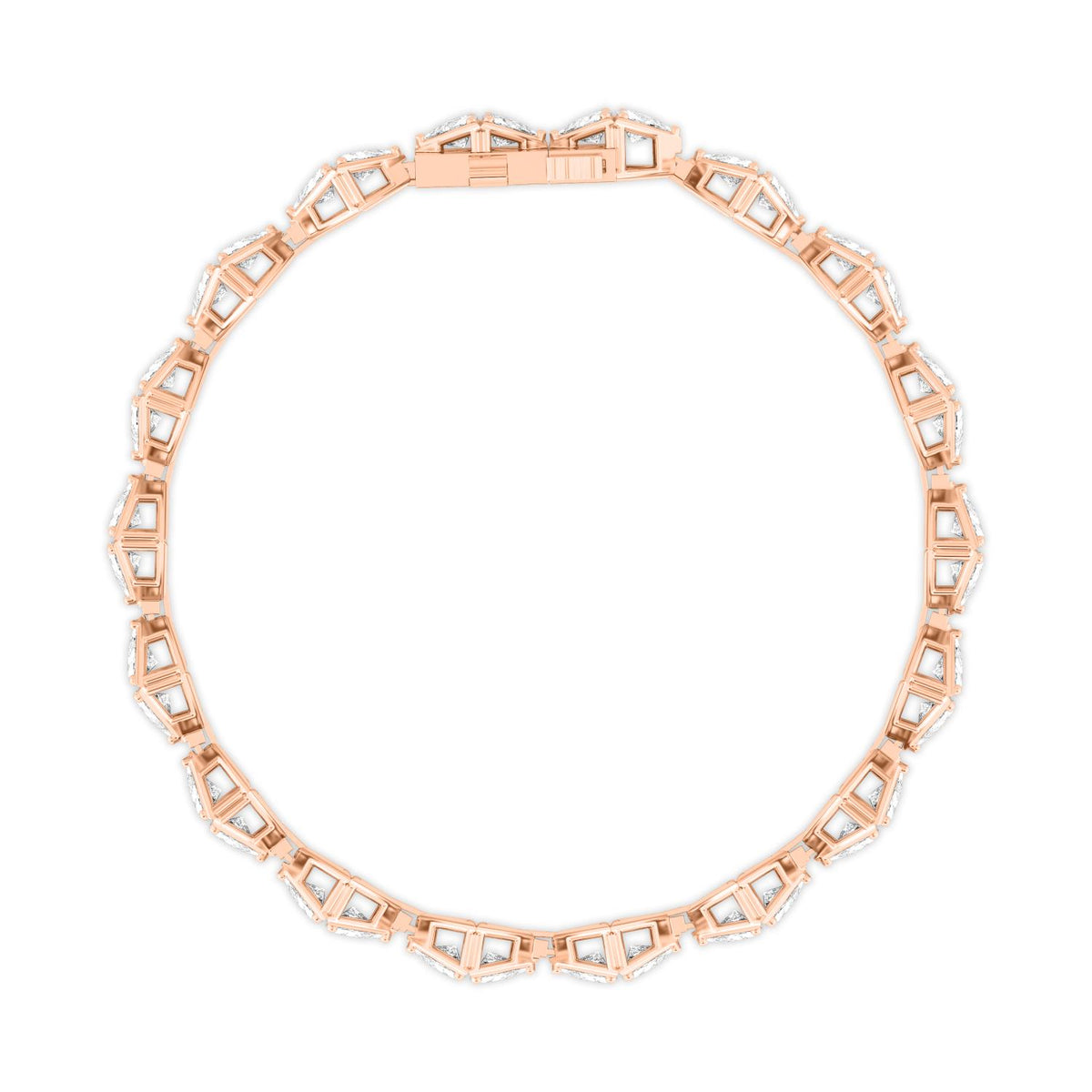 Keira triangular diamond line lab grown diamond bracelet in rose gold - view 4