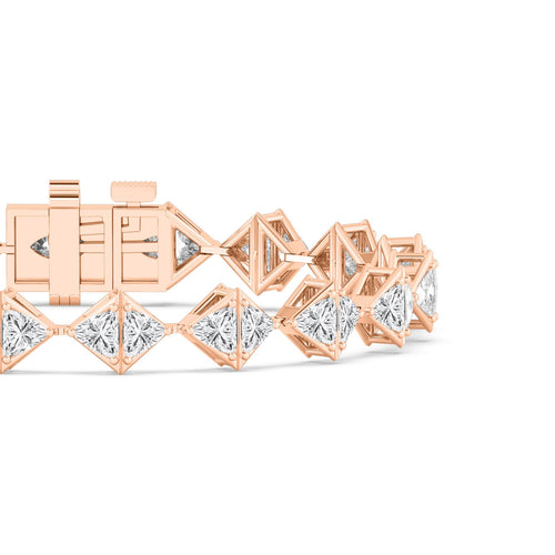 Keira triangular diamond line lab grown diamond bracelet in rose gold - view 5