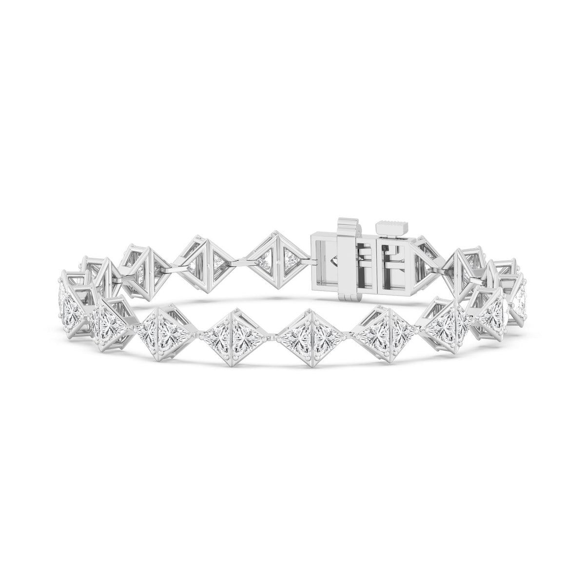 Keira triangular diamond line lab grown diamond bracelet in white gold - view 3