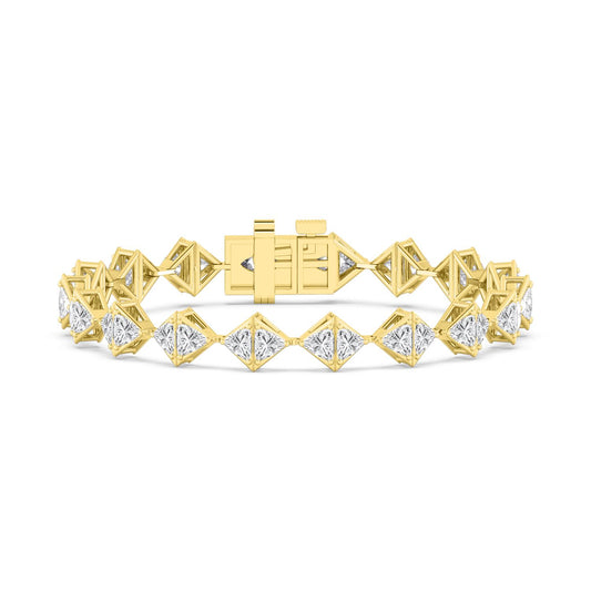 Keira triangular diamond line lab grown diamond bracelet in yellow gold - view 1