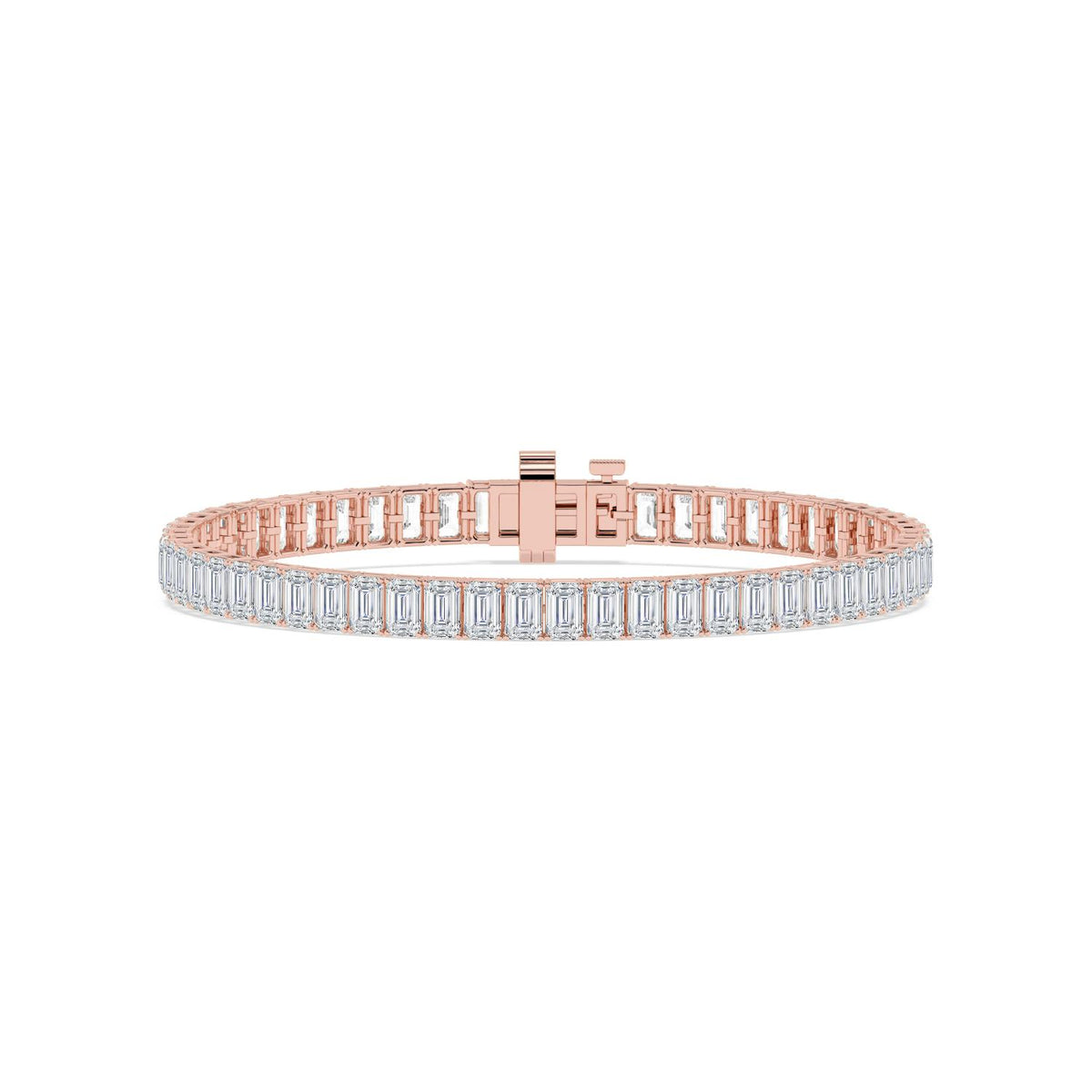 Lara baguette tennis lab grown diamond bracelet in rose gold - view 1
