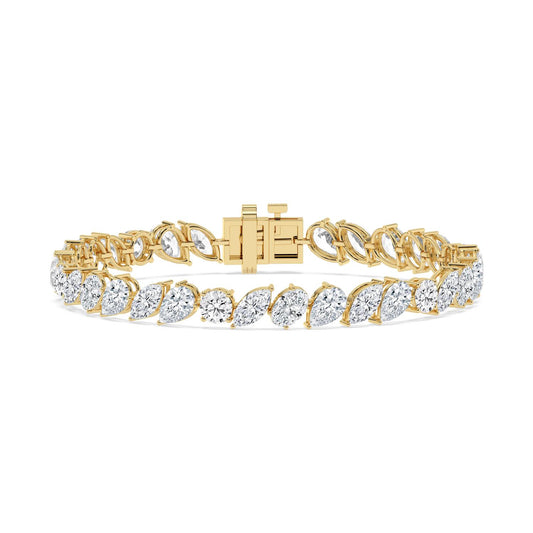 Laurel angled diamond tennis lab grown diamond bracelet in yellow gold - view 1