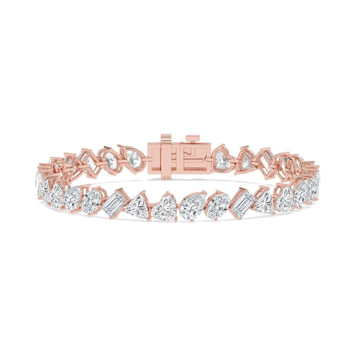 Lavinia angled diamond line lab grown diamond bracelet in rose gold - view 1