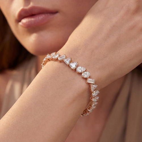 Lavinia angled diamond line lab grown diamond bracelet in rose gold - view 2