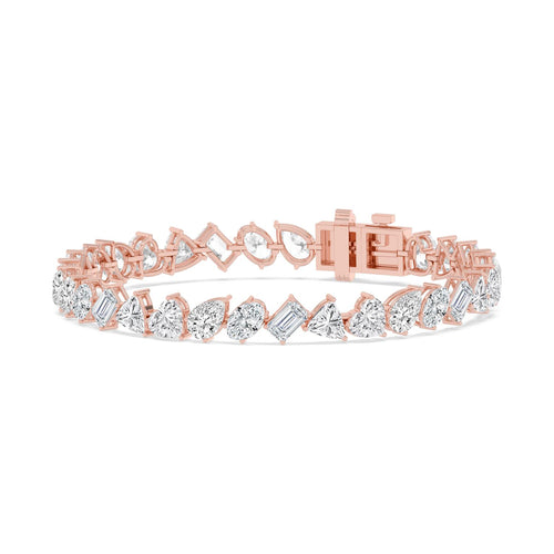 Lavinia angled diamond line lab grown diamond bracelet in rose gold - view 4
