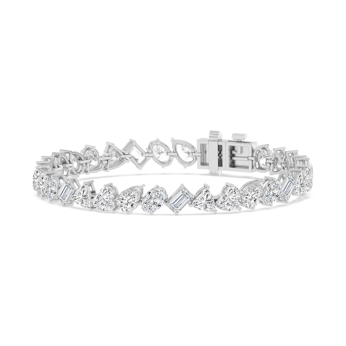 Lavinia angled diamond line lab grown diamond bracelet in white gold - view 4