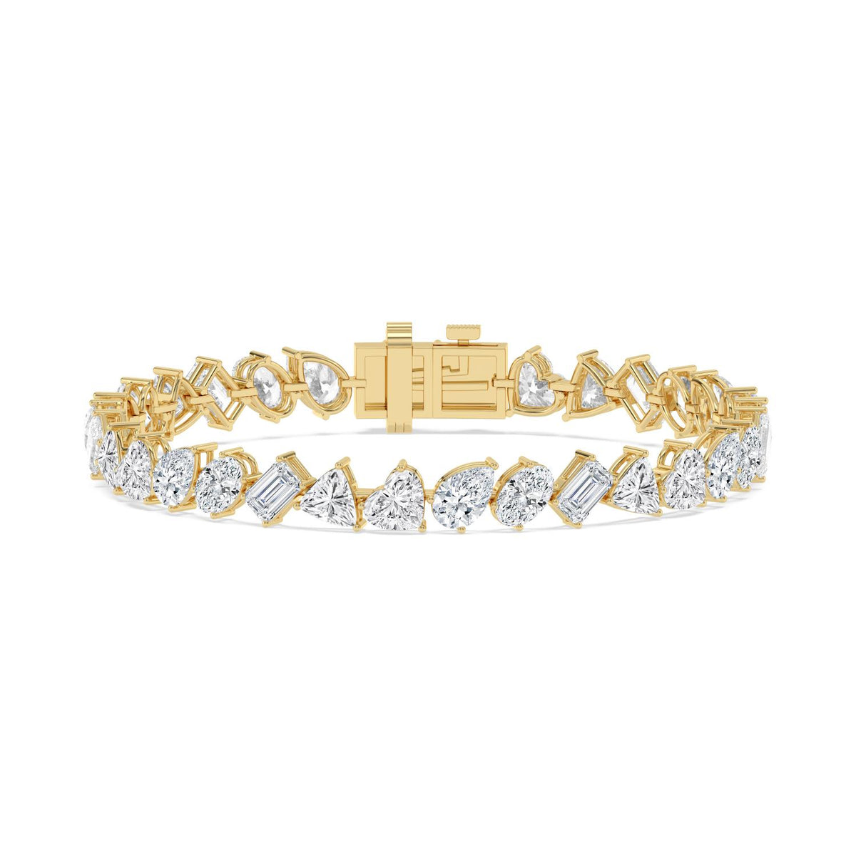 Lavinia angled diamond line lab grown diamond bracelet in yellow gold - view 1