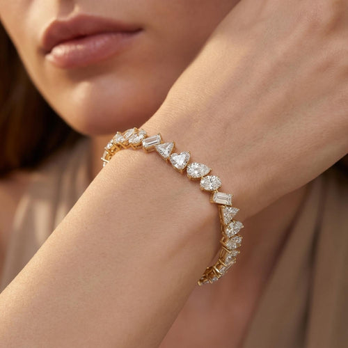 Lavinia angled diamond line lab grown diamond bracelet in yellow gold - view 2