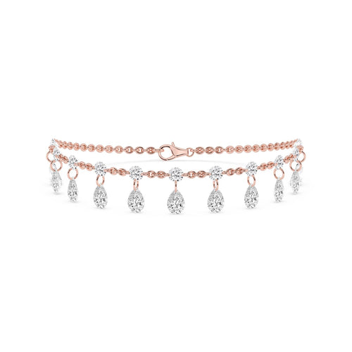 Solene diamond fringe chain lab grown diamond bracelet in rose gold - view 1