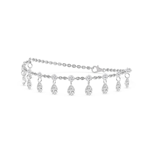 Solene diamond fringe chain lab grown diamond bracelet in white gold - view 3