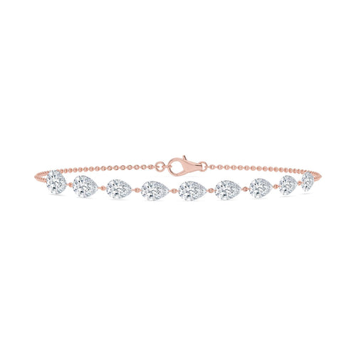 Paloma diamond drop chain lab grown diamond bracelet in rose gold - view 1