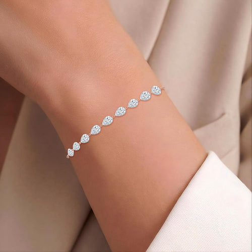 Paloma diamond drop chain lab grown diamond bracelet in rose gold - view 2