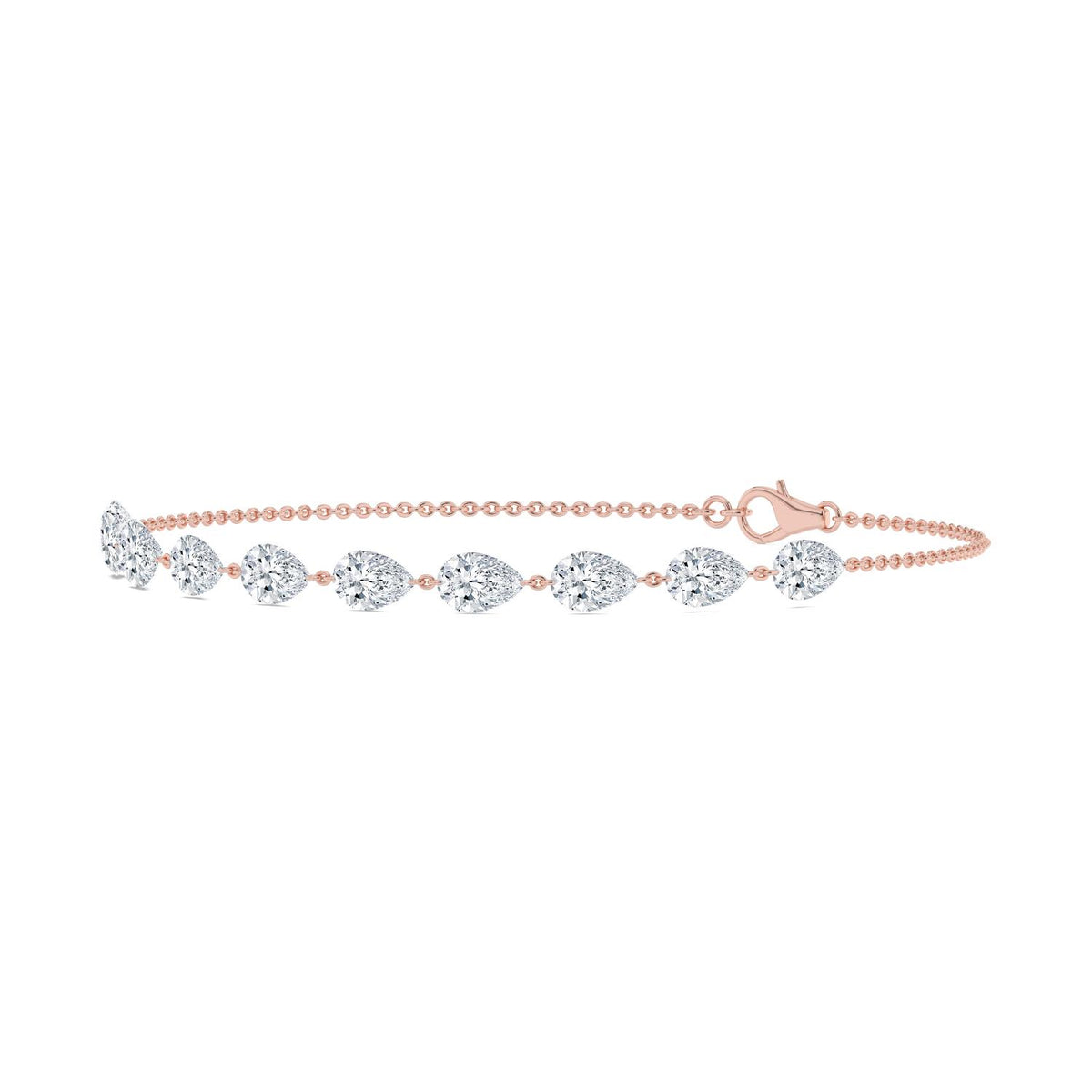 Paloma diamond drop chain lab grown diamond bracelet in rose gold - view 3