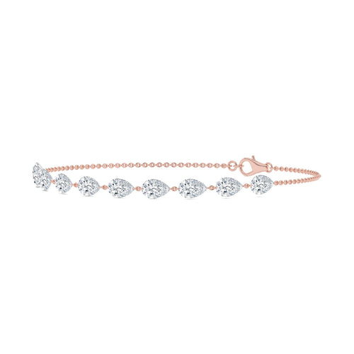 Paloma diamond drop chain lab grown diamond bracelet in rose gold - view 3