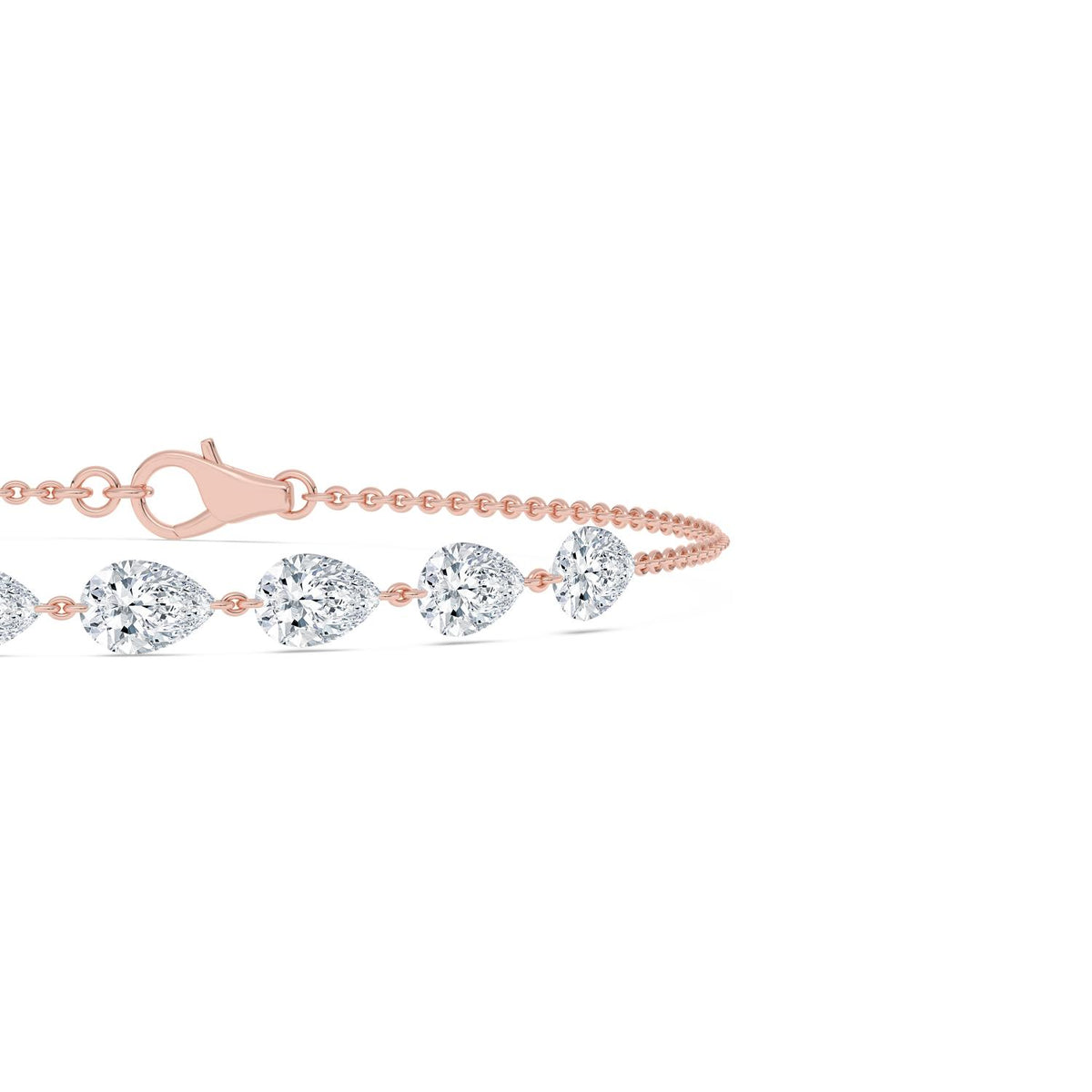 Paloma diamond drop chain lab grown diamond bracelet in rose gold - view 5
