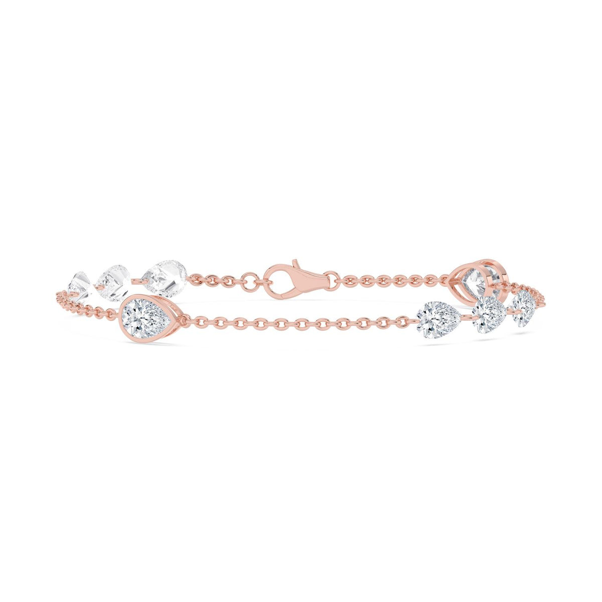 Lenora pear bezel station lab grown diamond bracelet in rose gold - view 1