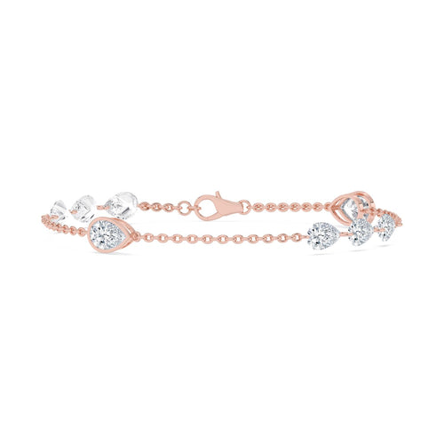 Lenora pear bezel station lab grown diamond bracelet in rose gold - view 1