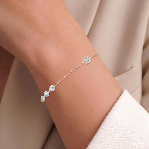 Lenora pear bezel station lab grown diamond bracelet in rose gold - view 2