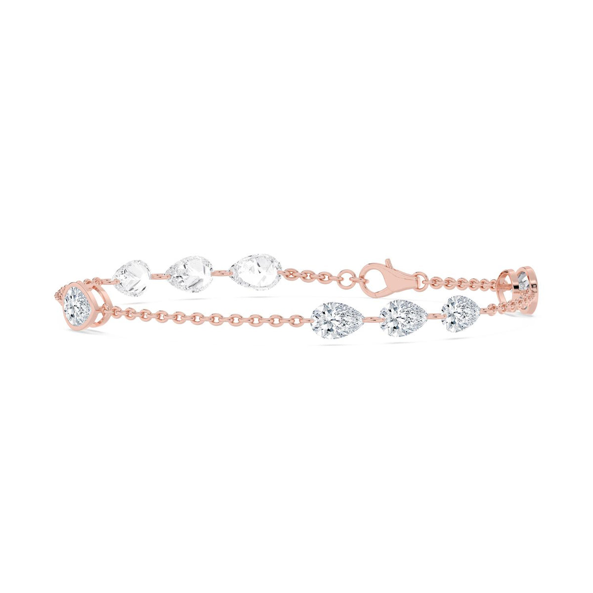 Lenora pear bezel station lab grown diamond bracelet in rose gold - view 3