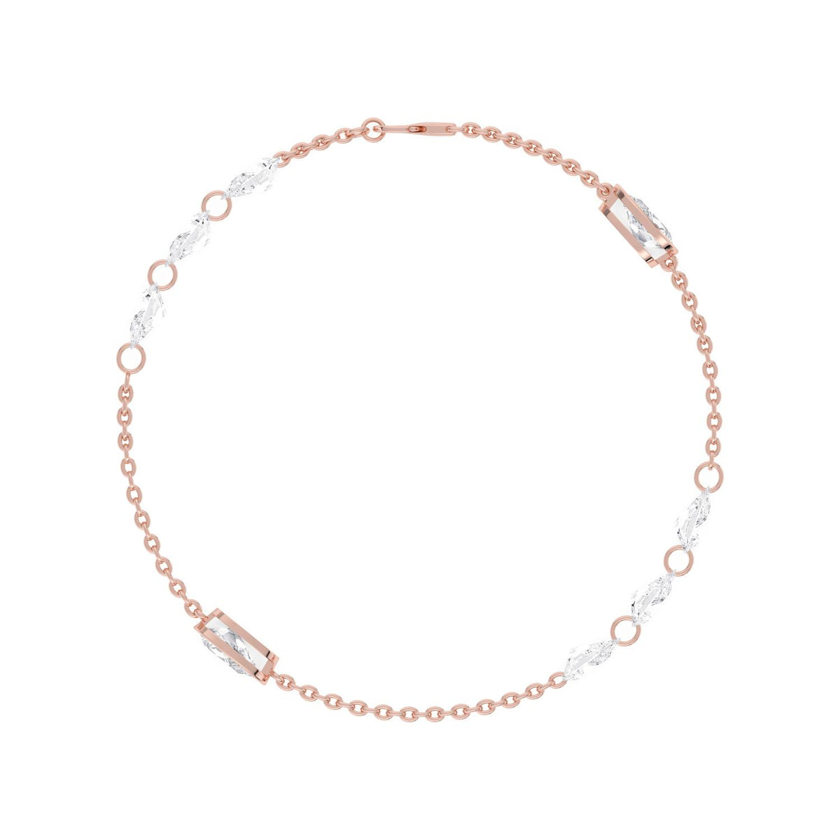 Lenora pear bezel station lab grown diamond bracelet in rose gold - view 4