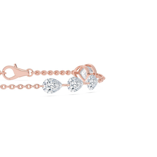 Lenora pear bezel station lab grown diamond bracelet in rose gold - view 5