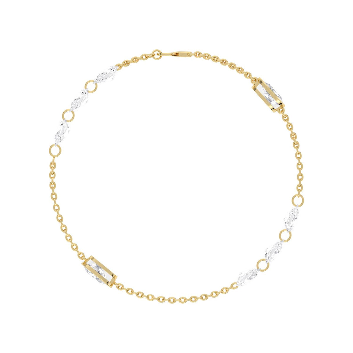 Lenora pear bezel station lab grown diamond bracelet in yellow gold - view 4