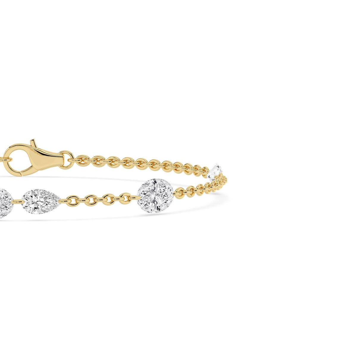 Rosalie diamond station chain lab grown diamond bracelet in yellow gold - view 5