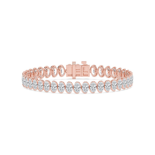 Lilou oval scalloped line lab grown diamond bracelet in rose gold - view 1