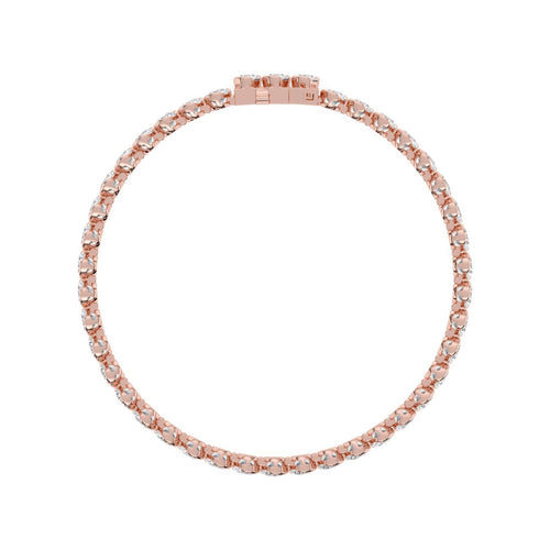 Lilou oval scalloped line lab grown diamond bracelet in rose gold - view 4