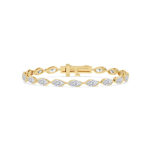 Linnea east-west marquise bezel line lab grown diamond bracelet in yellow gold - view 1