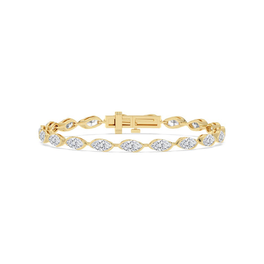 Linnea east-west marquise bezel line lab grown diamond bracelet in yellow gold - view 1