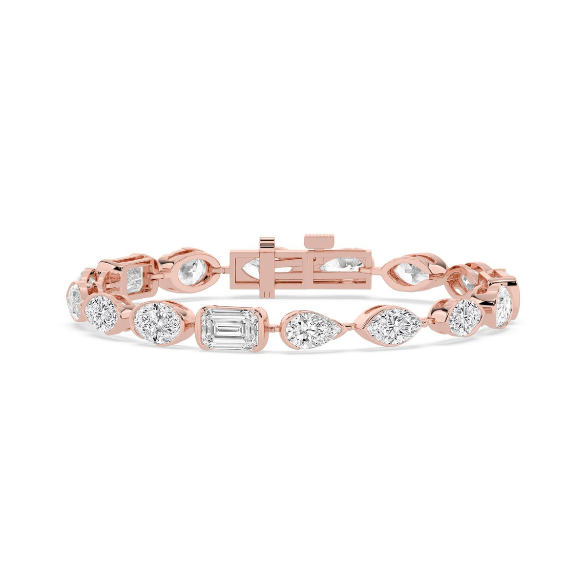 Liv mixed shape statement line lab grown diamond bracelet in rose gold - view 1